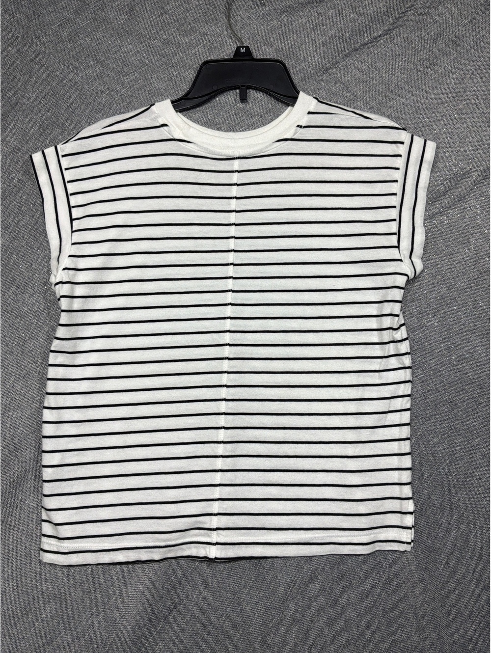 Women's Black and White Striped Short Sleeve T-Shirt